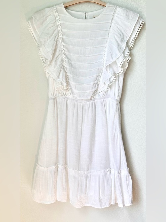 Peach Love California Dresses & Skirts - Peach Love White Ruffle Sundress Boho Mini Dress Flutter Sleeve Cottagecore S